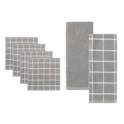 Food Network® Windowpane Grid Dishcloth & Kitchen Towel 6-pk. Gray -Food Network Store unnamed file 1076